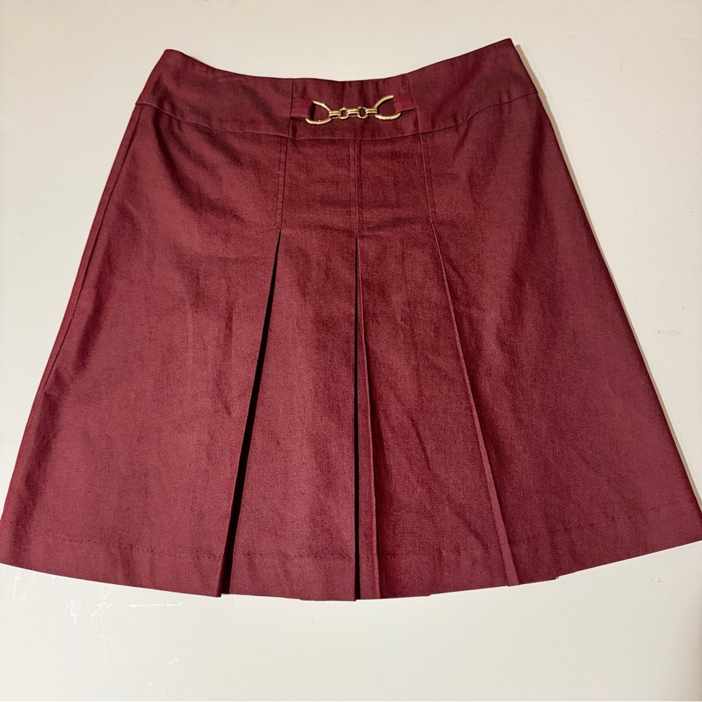 New York & Company Red Knee-Length A-Line Skirt